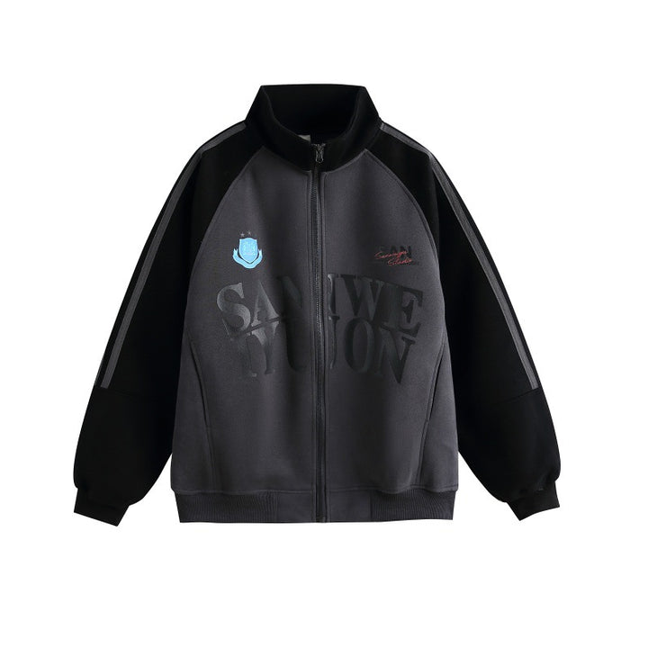 Unisex Oversize College-Trackjacke mit Stehkragen und Raglanärmeln Echoarchiv