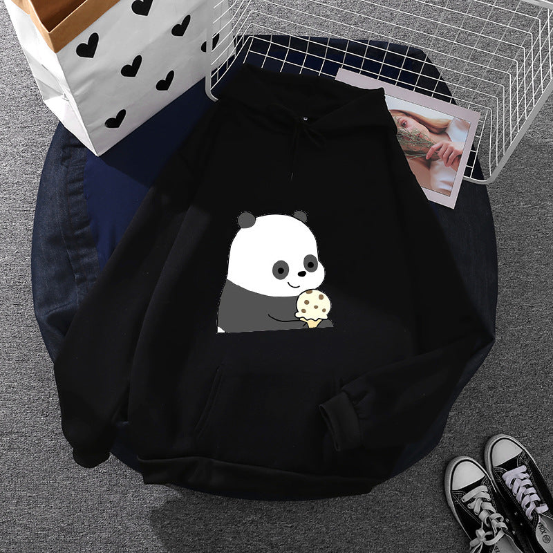 Damen oversized Kapuzenpullover im Streetstyle mit weichem Fleece-Innenfutter, Kängurutasche und farbenfrohem Cartoon-Katzen-Planet-Print – Auréline