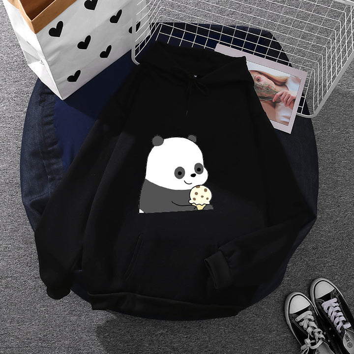 Damen oversized Kapuzenpullover im Streetstyle mit weichem Fleece-Innenfutter, Kängurutasche und farbenfrohem Cartoon-Katzen-Planet-Print – Auréline