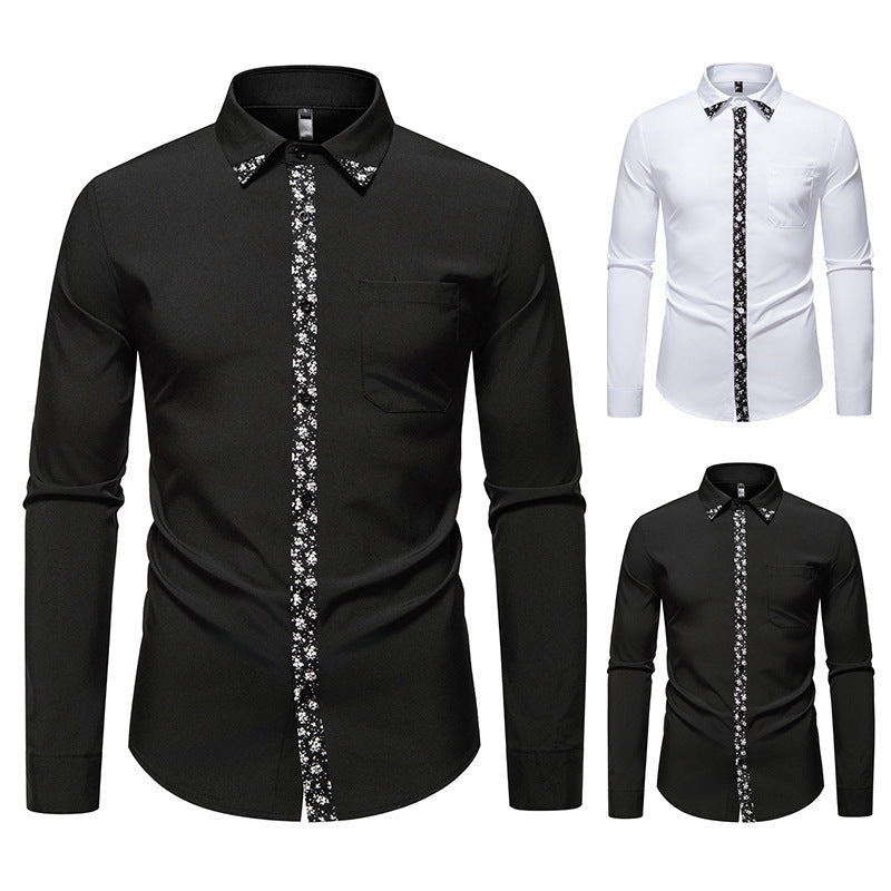 Herren Figurbetontes Business-Hemd mit kontrastreichen Blenden und Brusttasche Echo Archiv