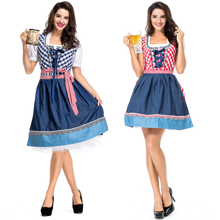 Damen nan traditionelles Trachten Dirndlkleid mit herzförmigem Ausschnitt, Schnürung und abnehmbarer Schürze Echo Archiv