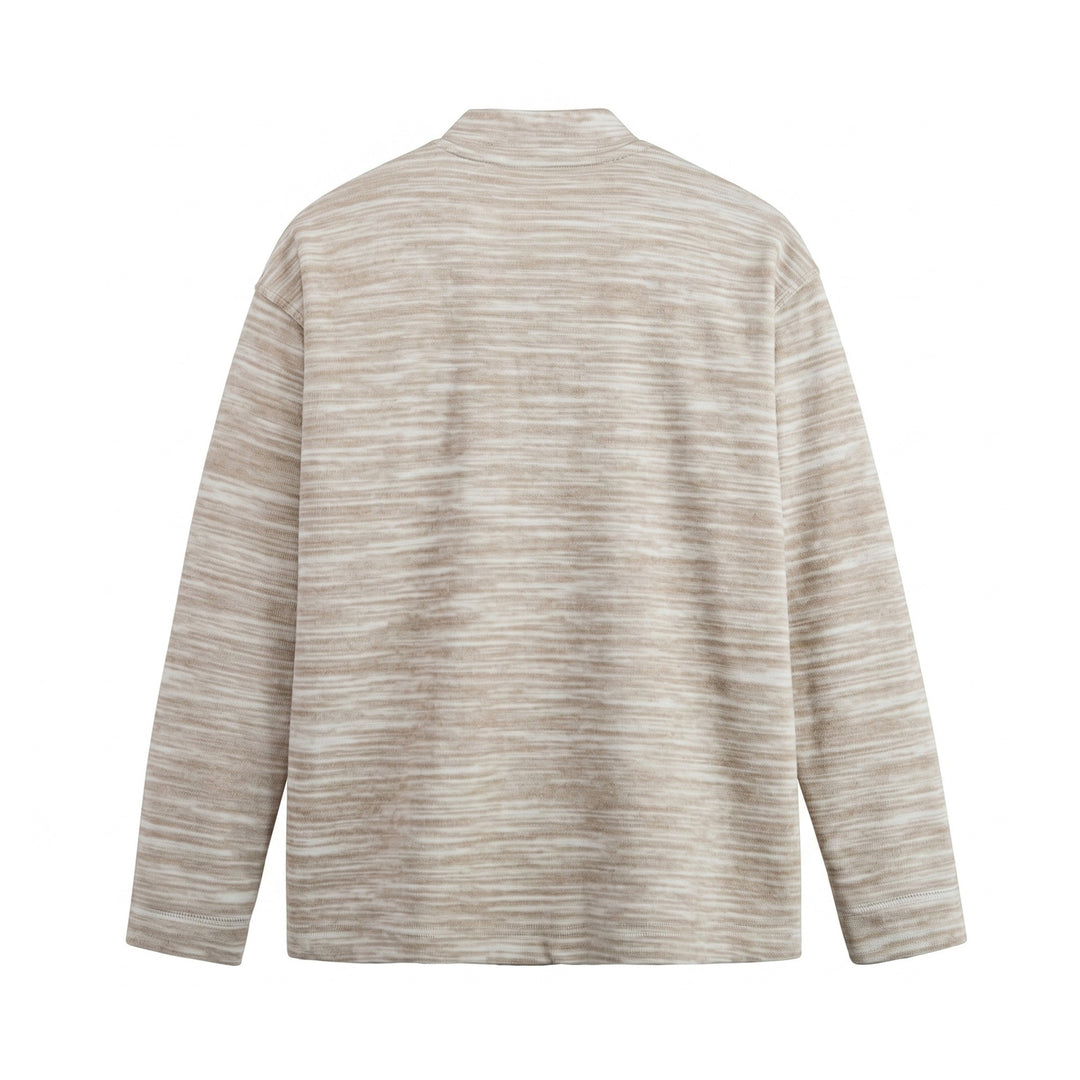 Herren Strukturierter Henley-Strickpullover mit Stehkragen und Melange-Struktur Echoarchiv