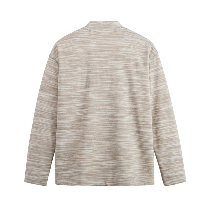 Herren Strukturierter Henley-Strickpullover mit Stehkragen und Melange-Struktur Echoarchiv