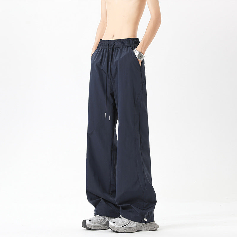 Damen Weite High‑Waist Loungehose mit elastischem Bund, Tunnelzug und Wide‑Leg-Schnitt Echo Archiv