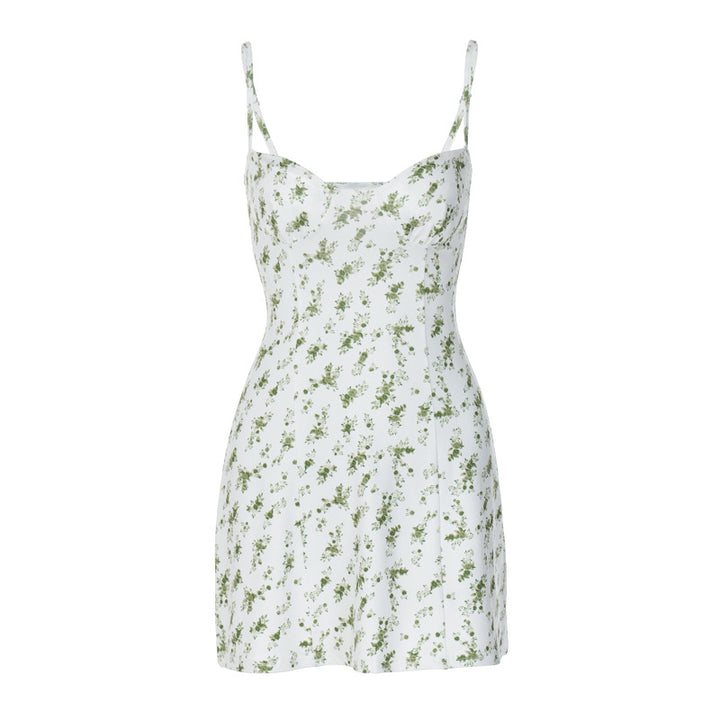 Damen Blumengesäumtes Minikleid mit verstellbaren Trägern und femininem Schnitt Echo Archiv