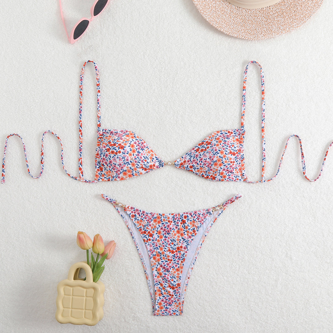 Damen Triangel-Bikini mit verstellbaren Trägern und elegantem Blumendruck Echo Archiv
