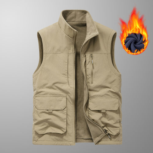 Herren Thermo-Outdoorweste mit Fleece‑Innenfutter, Stehkragen und Multifunktionstaschen Echo Archiv