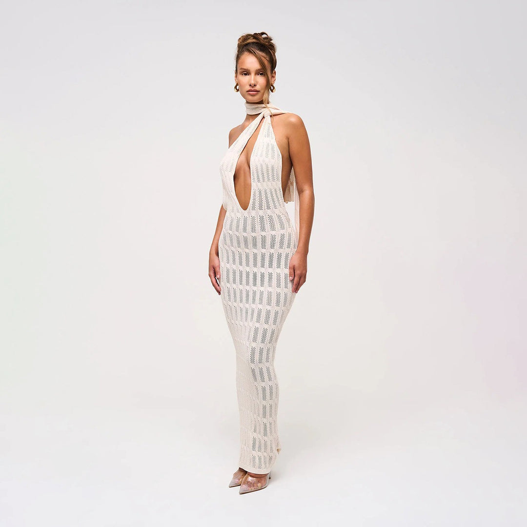 Damen trendiges Netzkleid mit Bindegürtel Echo Archiv