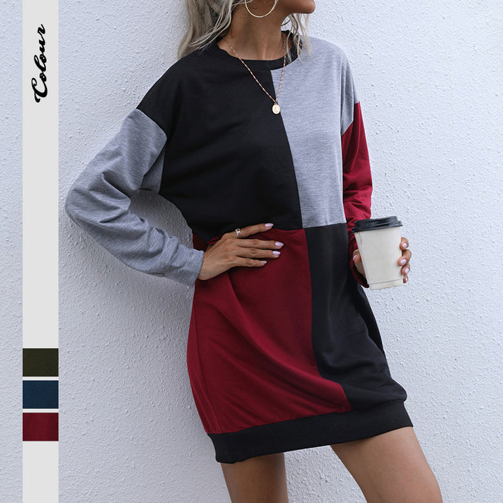Damen Langarm-Sweatkleid mit Blockpaneelen und weitgeschnittener Passform Echoarchiv
