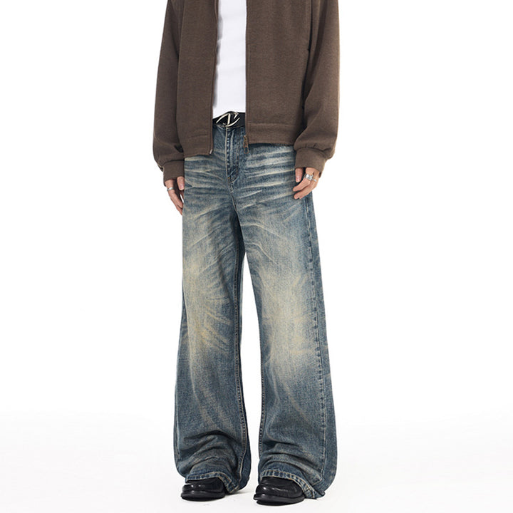 Herren Extremweite Vintage-Denim Baggy-Jeans mit tiefem Schritt und extra langer Saumlänge Echo Archiv