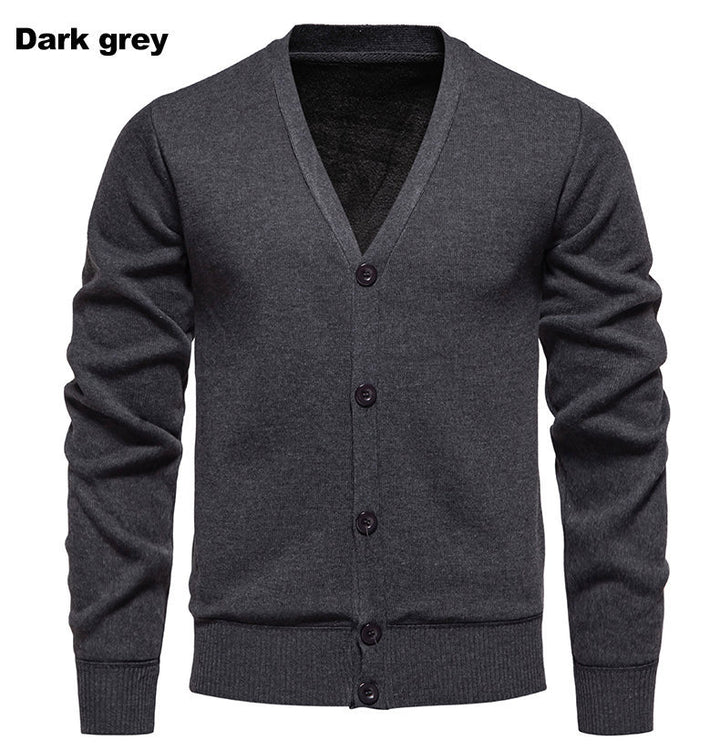Herren kuschelige Strickjacke mit V-Ausschnitt und Knopfleiste Echoarchiv