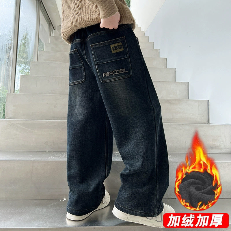 Herren weit geschnittene Denim-Hose mit tiefen Taschen Echo Archiv