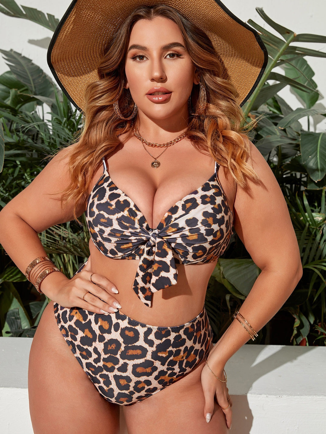 Damen Hochtailliertes Triangel-Bikini-Set mit Schleifen-Detail Echo Archiv
