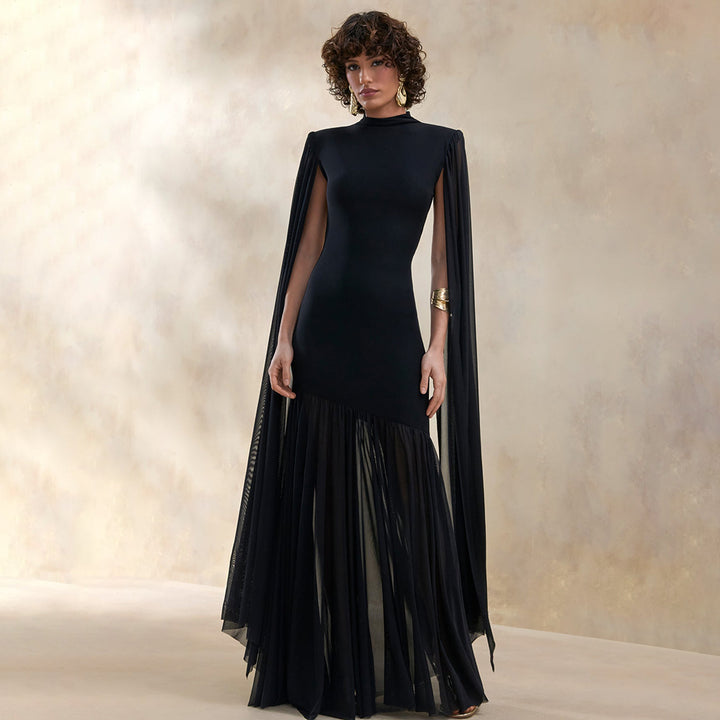 Damen Elegantes Maxikleid mit fließendem Stoff und ausgefallenen Ärmeln Echo Archiv