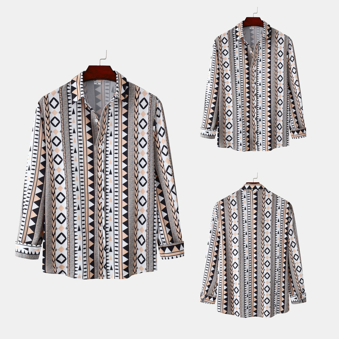 Herren Langarmhemd mit trendigem Geometrie-Design Echoarchiv