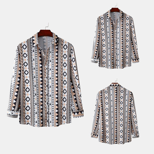 Herren Langarmhemd mit trendigem Geometrie-Design Echoarchiv