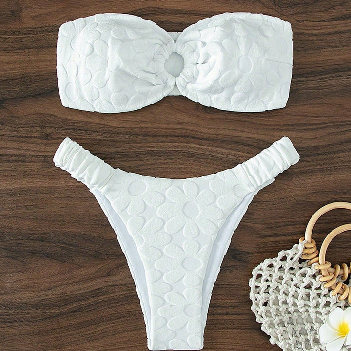 Damen Bandeau-Bikini mit blumiger Textur Echo Archiv