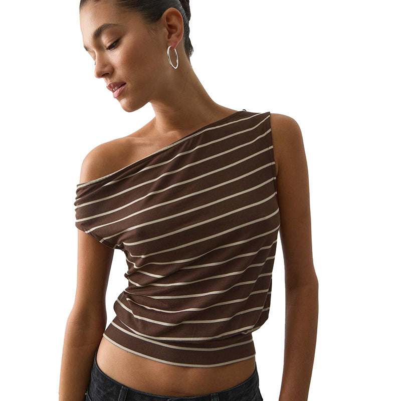 Damen asymmetrisches Langarmshirt mit modischem Streifenmuster und eleganten Cut-Out-Details Echo Archiv