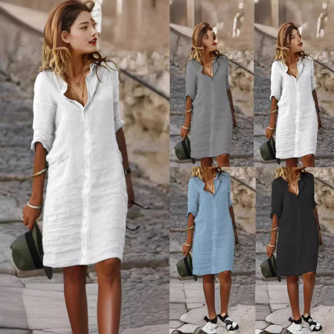 Damen Lässiges Hemdkleid mit Schicken Details Echoarchiv