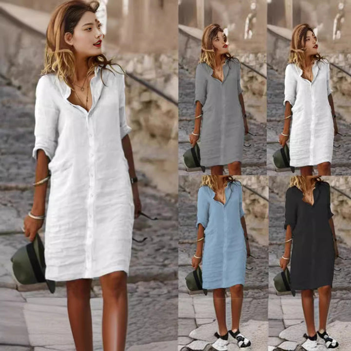 Damen Lässiges Hemdkleid mit Schicken Details Echoarchiv