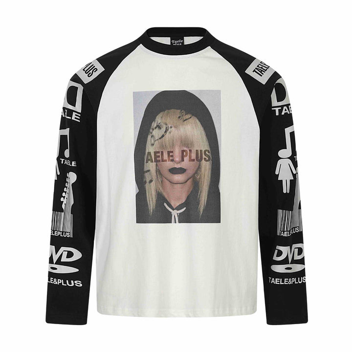 Unisex Langärmliges Raglan-Shirt mit großflächigem Fotoprint und Logo-Ärmeln Echoarchiv