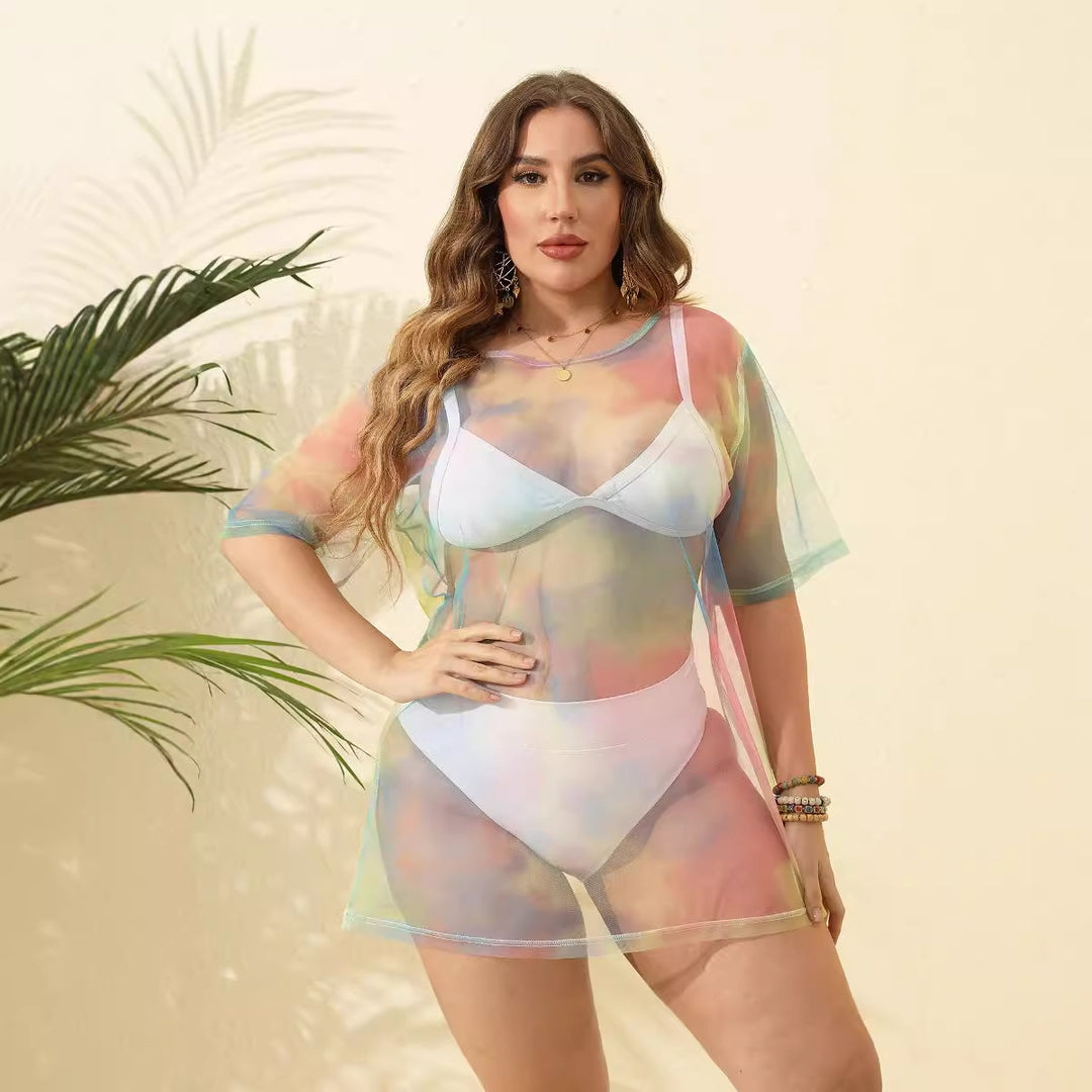 Damen transparenter Strandüberwurf aus leichtem Netzmaterial Echo Archiv