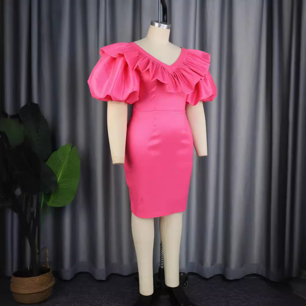 Damen figurbetontes Kleid mit voluminösen Rüschenärmeln Echo Archiv 1778622988