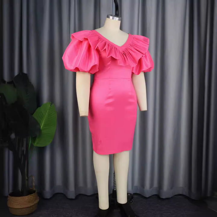 Damen figurbetontes Kleid mit voluminösen Rüschenärmeln Echo Archiv 1778622988