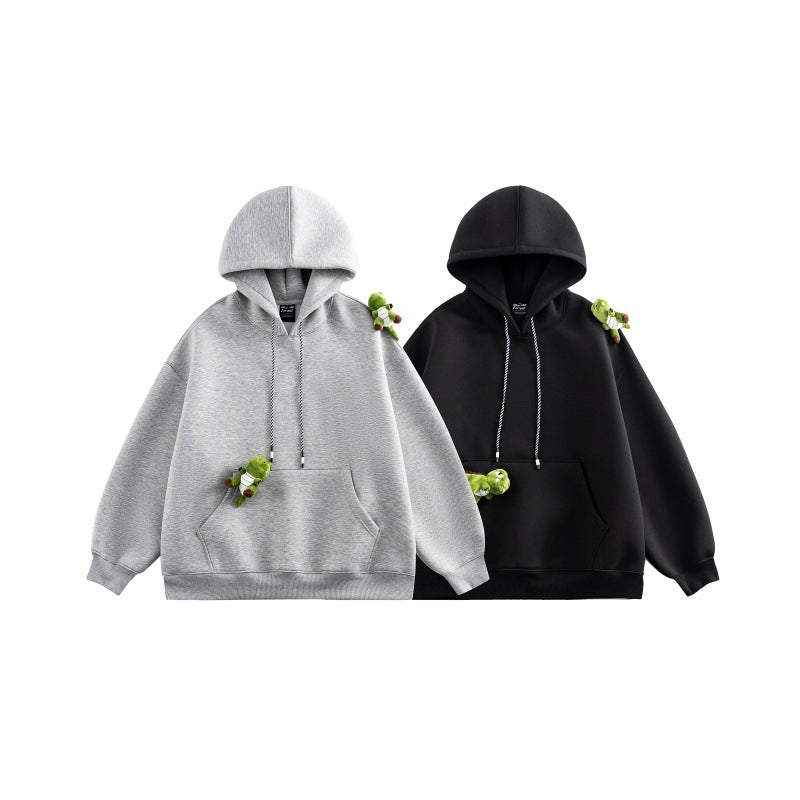 Unisex Oversize-Kapuzenpullover aus French-Terry mit Kängurutasche und abnehmbaren Plüschanhänger Echoarchiv