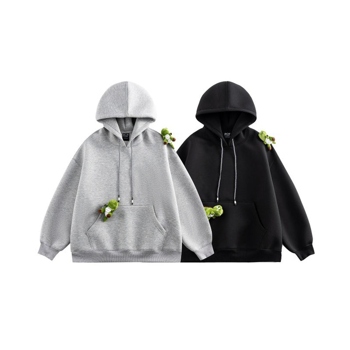 Unisex Oversize-Kapuzenpullover aus French-Terry mit Kängurutasche und abnehmbaren Plüschanhänger Echoarchiv