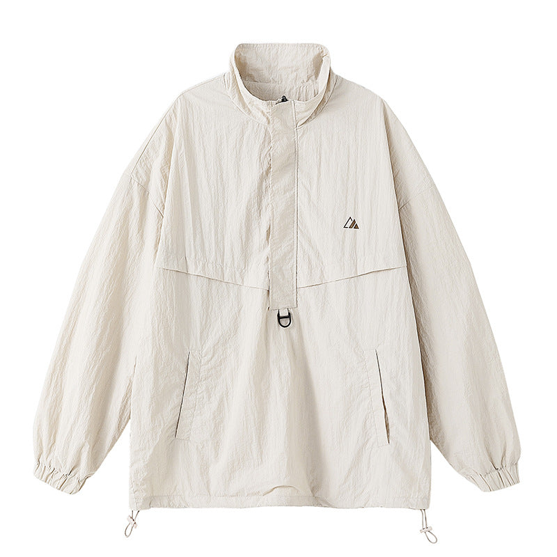 Unisex Leichter Oversize-Anorak mit halbem Reißverschluss, Utility-D-Ring und verstellbarem Saum Echo Archiv