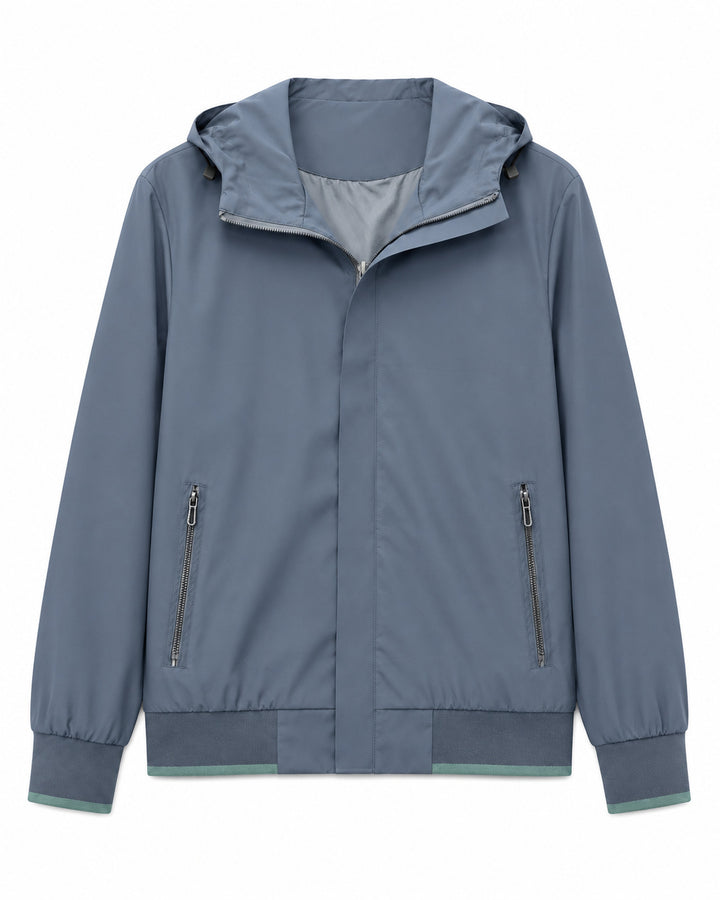 Herren Kapuzen-Blouson Leichter Windbreaker mit geripptem Saum und verdeckter Reißverschlussleiste Echo Archiv