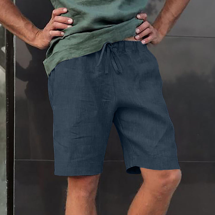 Herren luftige Leinen-Shorts mit verstellbarem Bund und Seitentaschen Echoarchiv