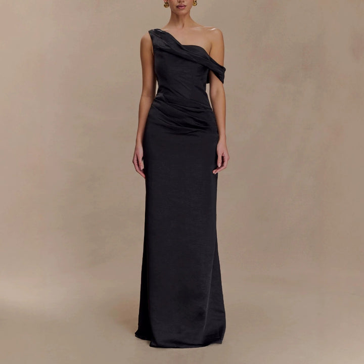 Damen Elegantes asymmetrisches Maxikleid mit raffinierter Drapierung Echo Archiv