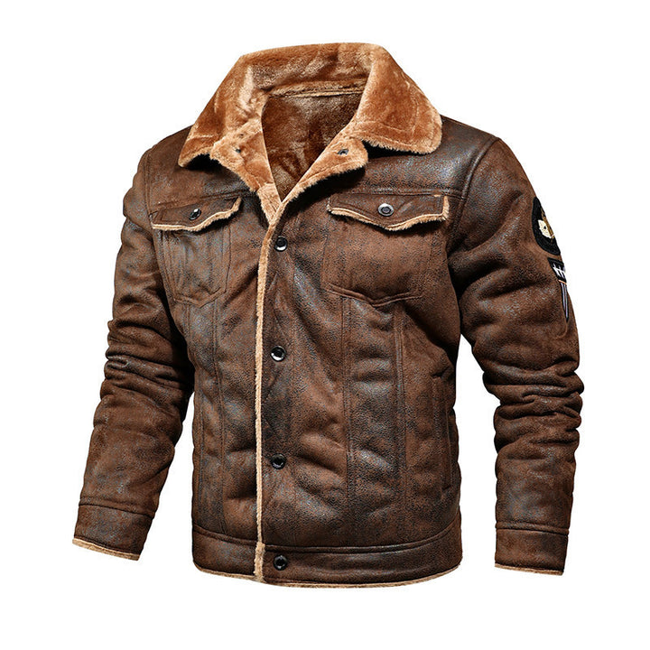 Herren Aviatorjacke mit Teddyfutter und Vintage-Lederoptik Echoarchiv