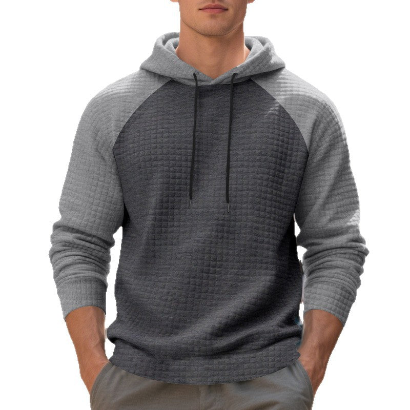 Herren nan strukturierter Raglan-Kapuzenpullover mit Waffelstruktur, Kordelzugkapuze und gerippten Bündchen Echo Archiv