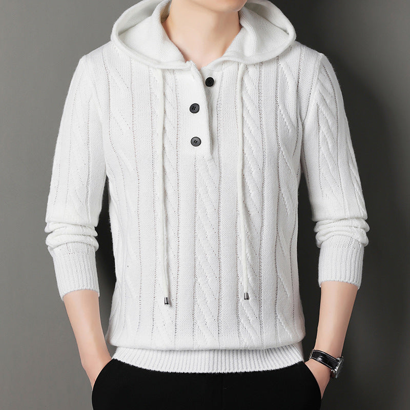 Herren Kapuzenpullover mit strukturierter Strickoptik Echoarchiv