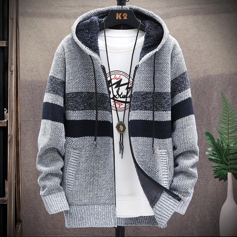 Herren Fleece-Hoodie mit hohem Kragen und Struktur Echoarchiv