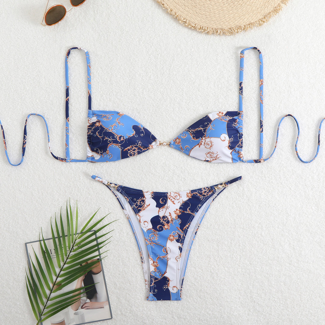 Damen Triangel-Bikini mit verstellbaren Trägern und elegantem Blumendruck Echo Archiv