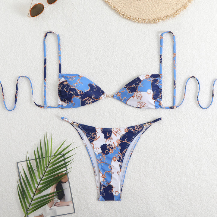 Damen Triangel-Bikini mit verstellbaren Trägern und elegantem Blumendruck Echo Archiv