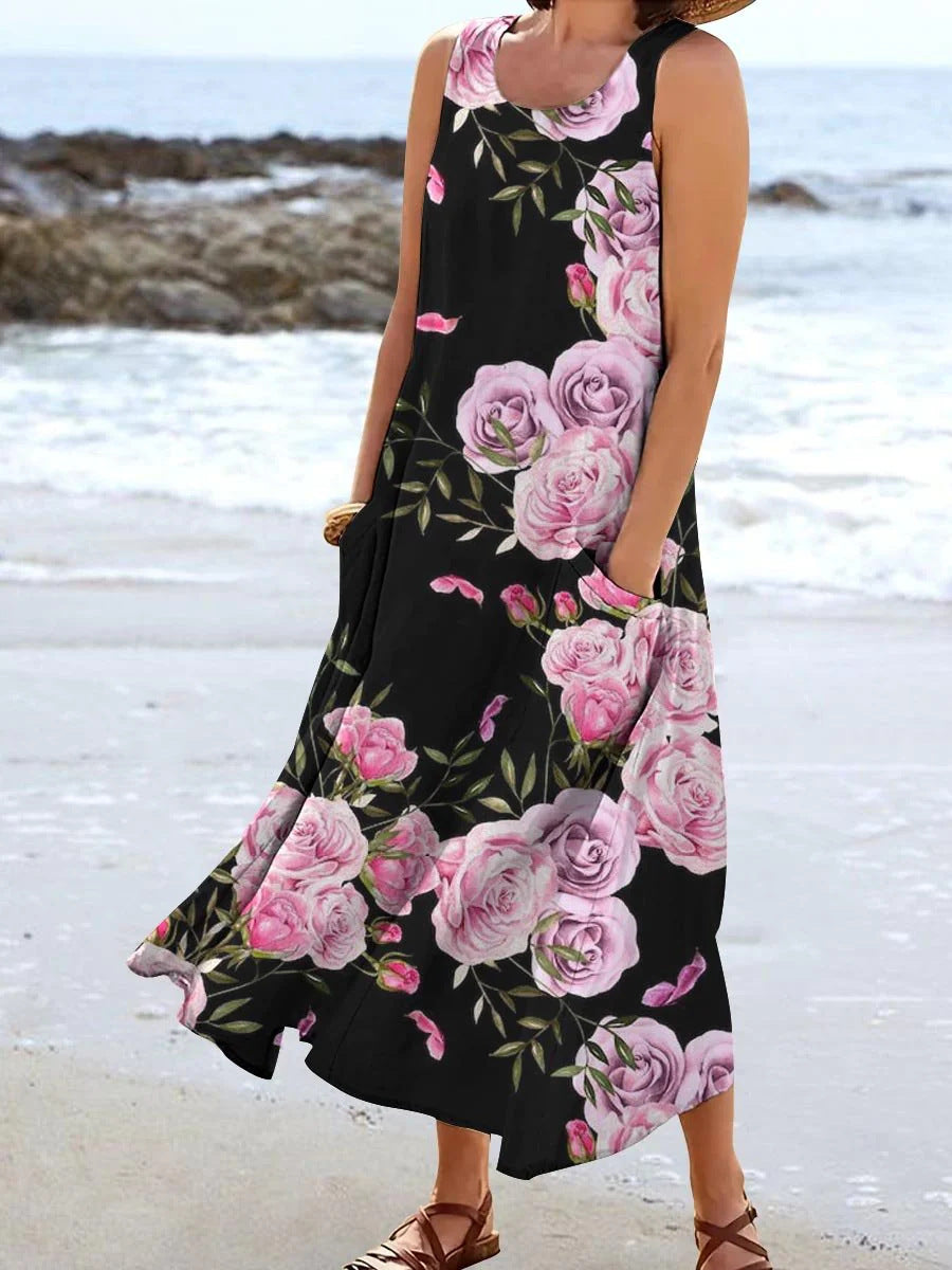 Damen Maxikleid mit floralem Muster und praktischen Taschen Echo Archiv