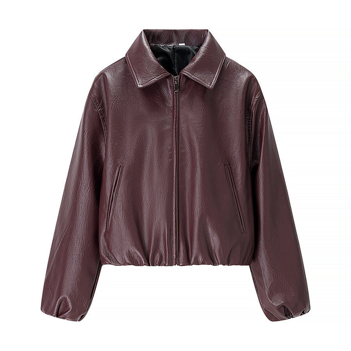 Damen Kurzjacke im Boxy‑Look aus veganem Leder mit verdecktem Reißverschluss Echo Archiv