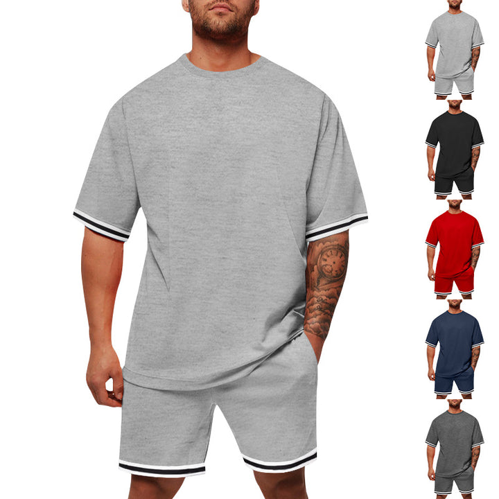 Herren Sportliches Kurzarm-Set mit Kontrastdetails Echoarchiv