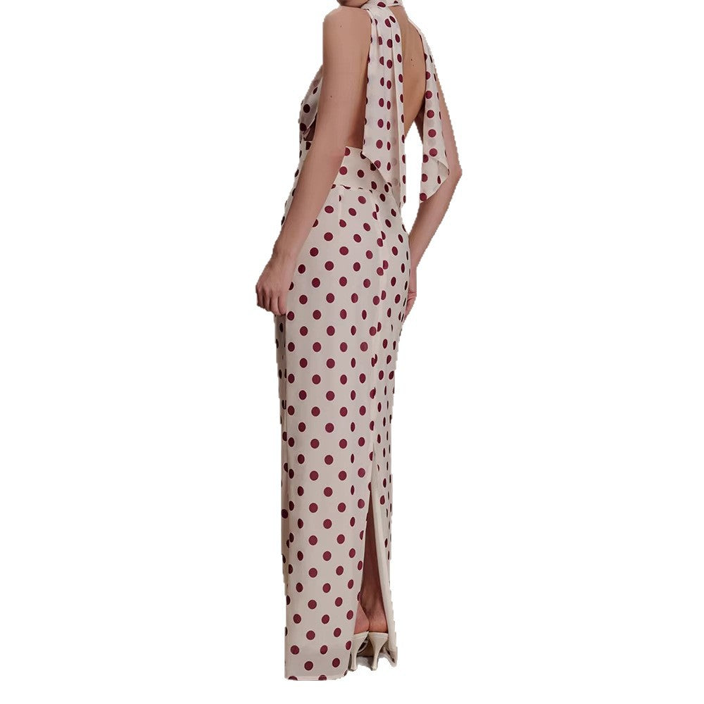 Damen Halter-Maxi-Kleid mit klassischen Punkten Echo Archiv