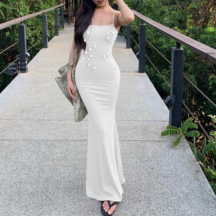 Damen figurbetontes Maxikleid mit schickem Spaghettiträger-Design und elegantem Glitzerakzent Echo Archiv