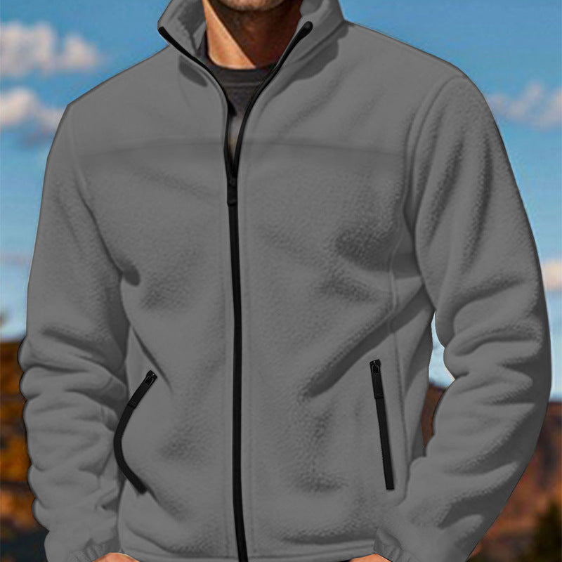 Herren Fleecejacke mit hochschließendem Kragen und Reißverschlusstaschen Echoarchiv