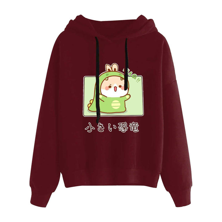 Damen kurz geschnittener Cropped-Kapuzenpullover mit niedlicher Frosch-Illustration und verstellbarer Kapuze – Auréline