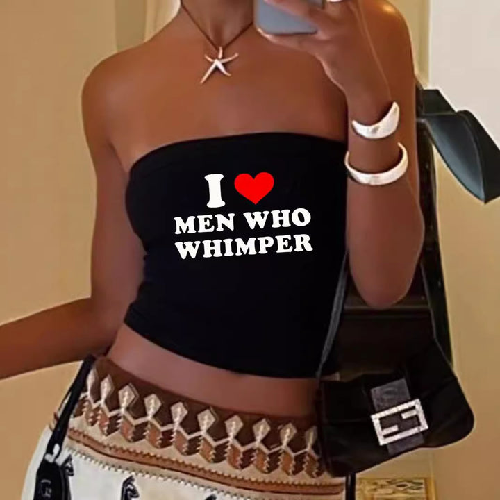 Damen Bandeau-Top mit auffälligem Statement-Aufdruck Echo Archiv