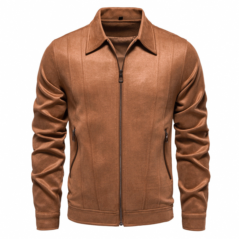 Herren Kunstlederjacke mit strukturiertem Design und seitlichen Reißverschlusstaschen Echoarchiv