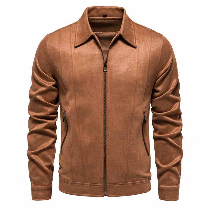 Herren Kunstlederjacke mit strukturiertem Design und seitlichen Reißverschlusstaschen Echoarchiv